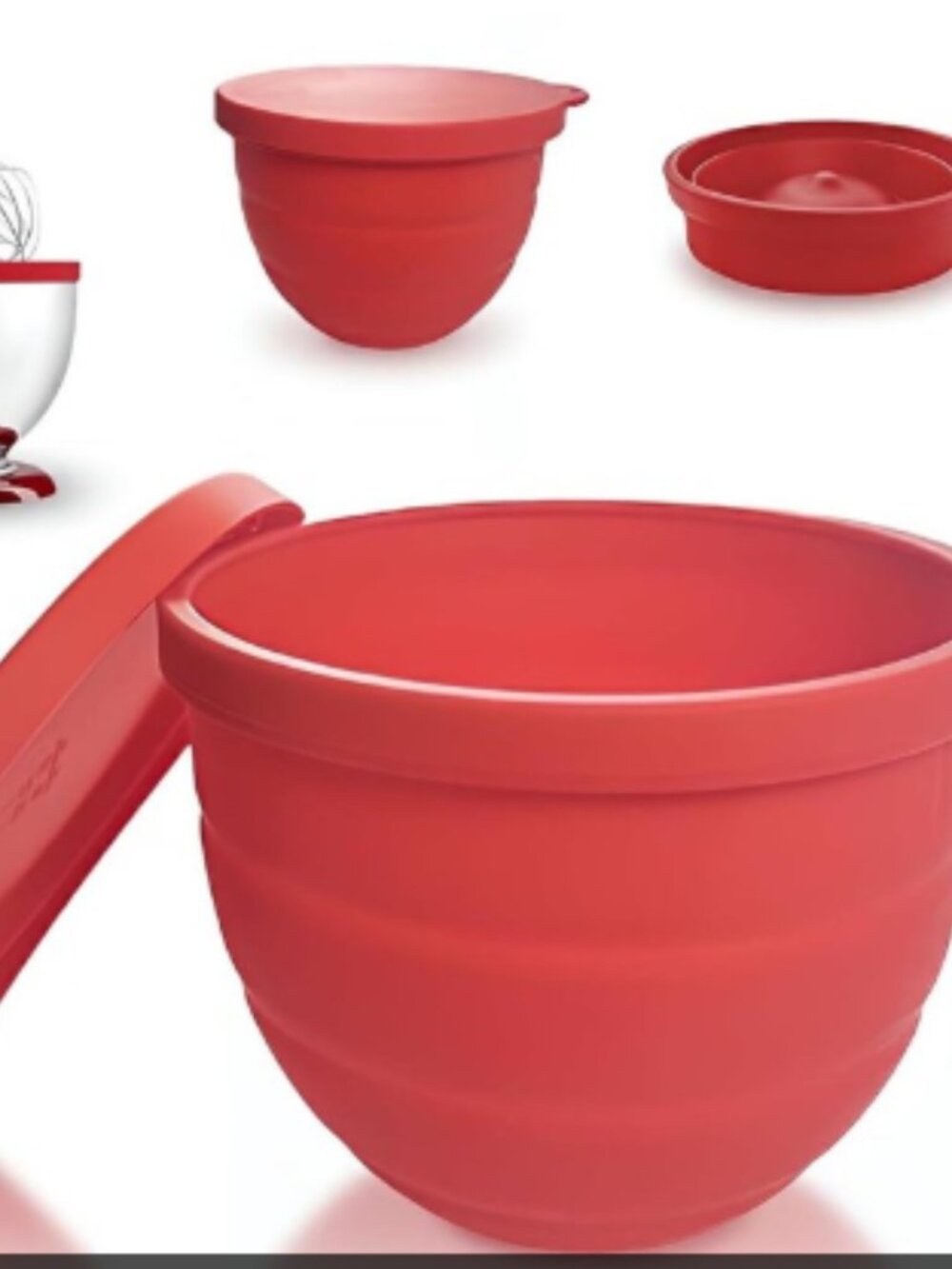 Collapsible Bowl Liner for Tilt- Head 5Qt Stand Mixers- Red